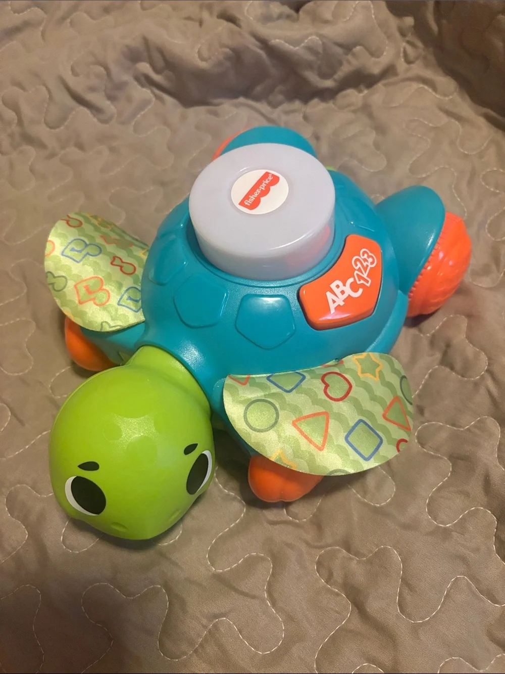 Fisher-Price Teal & Green Turtle Learning Toy with Orange Accents